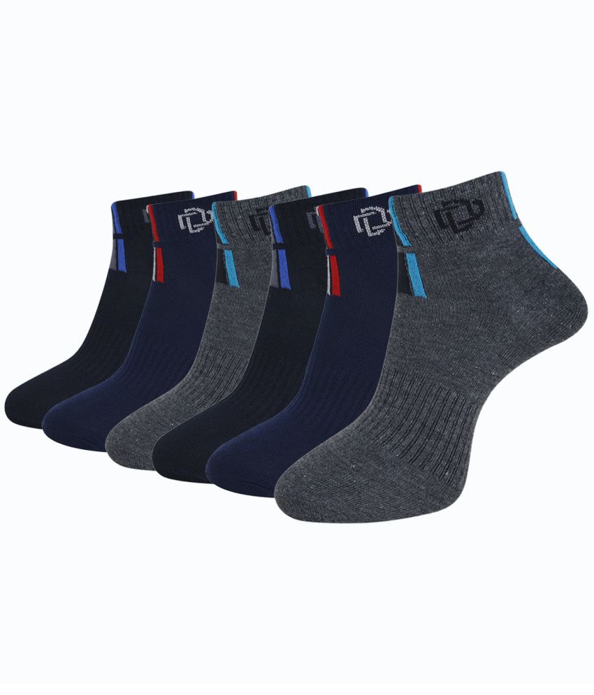     			Dollar Cotton Blend Men's Colorblock Black Ankle Length Socks ( Pack of 6 )