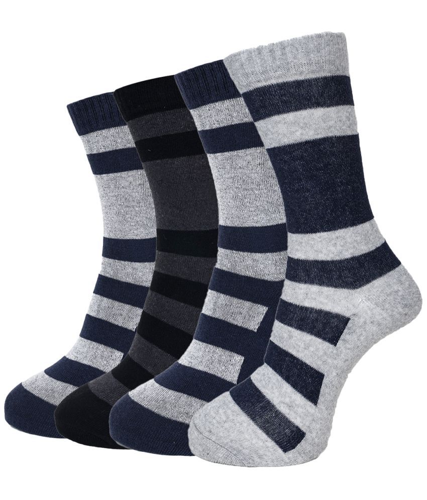     			Dollar Cotton Blend Men's Self Design Navy Blue Ankle Length Socks ( Pack of 4 )