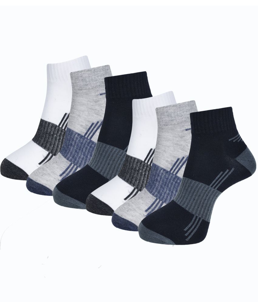     			Dollar Cotton Blend Men's Striped Black Ankle Length Socks ( Pack of 6 )