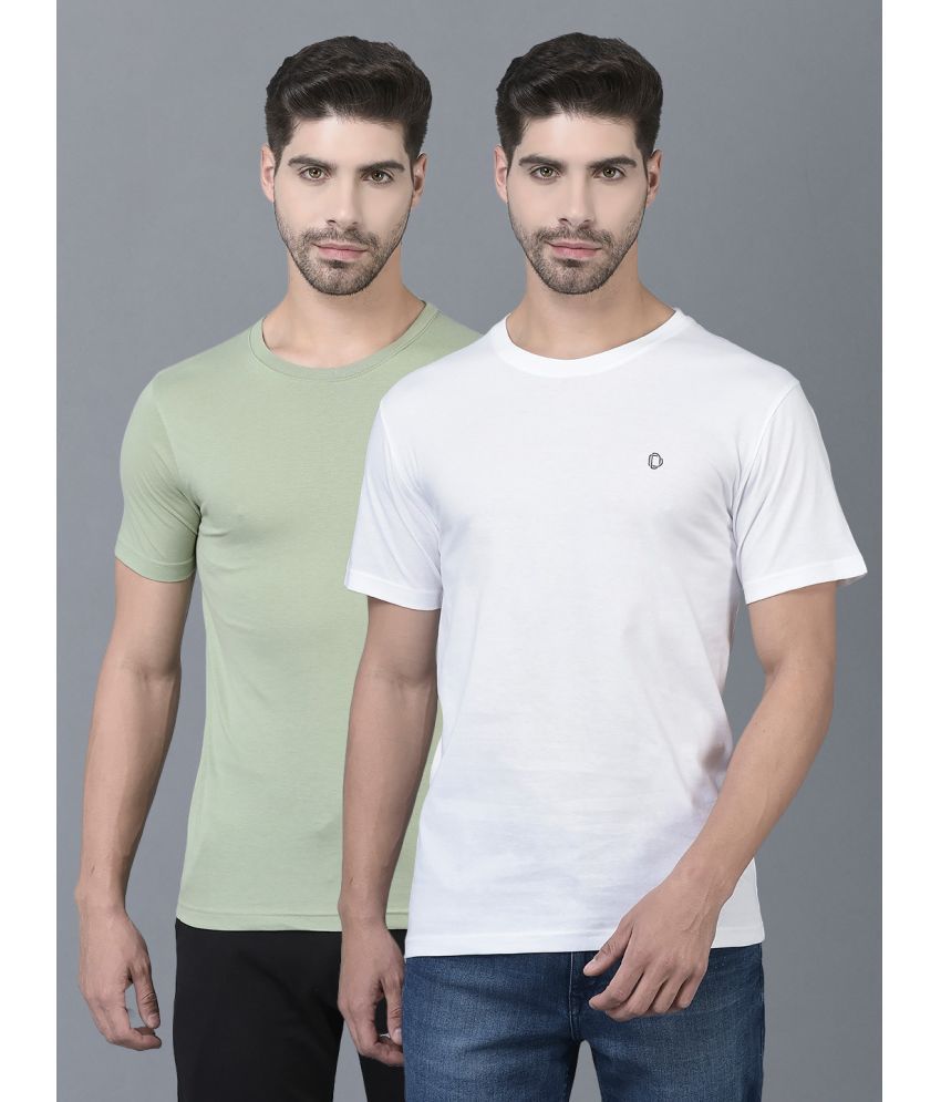     			Dollar Cotton Blend Regular Fit Solid Half Sleeves Men's T-Shirt - Multicolor ( Pack of 2 )