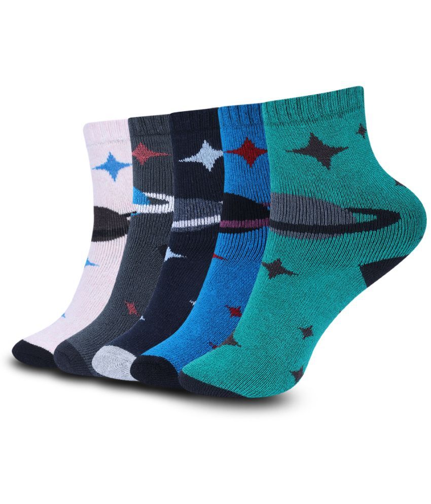     			Dollar Multicolor Cotton Blend Boy's Ankle Length Socks ( Pack of 5 )