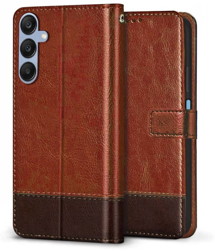     			Fashionury Brown Flip Cover Leather Compatible For Samsung Galaxy A25 5G ( Pack of 1 )