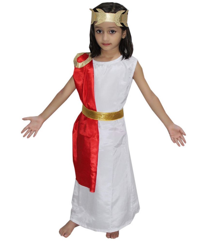     			Kaku Fancy Dresses International Wear Egyptian Queen Cleopatra Costume -White, 5-6 Years, For Girls