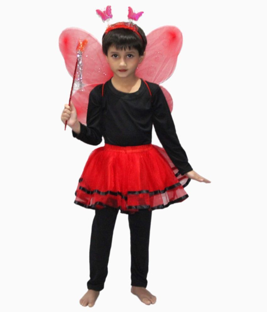     			Kaku Fancy Dresses Red Skirt With Butterfly Wings For Kids/Bobra Toddler Fancy Dress -Red, 5-6 Years, For Girls