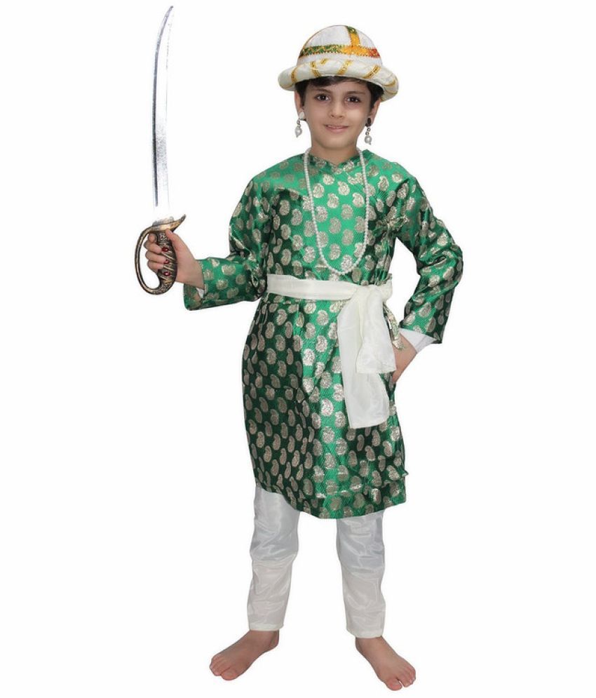     			Kaku Fancy Dresses Tipu Sultan Costume/Indian Historical Character Costume -Green, 7-8 Years, For Boys