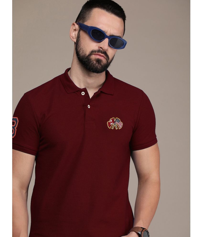     			Merriment Pack of 1 Cotton Blend Regular Fit Solid Half Sleeves Men's Polo T Shirt ( Maroon )