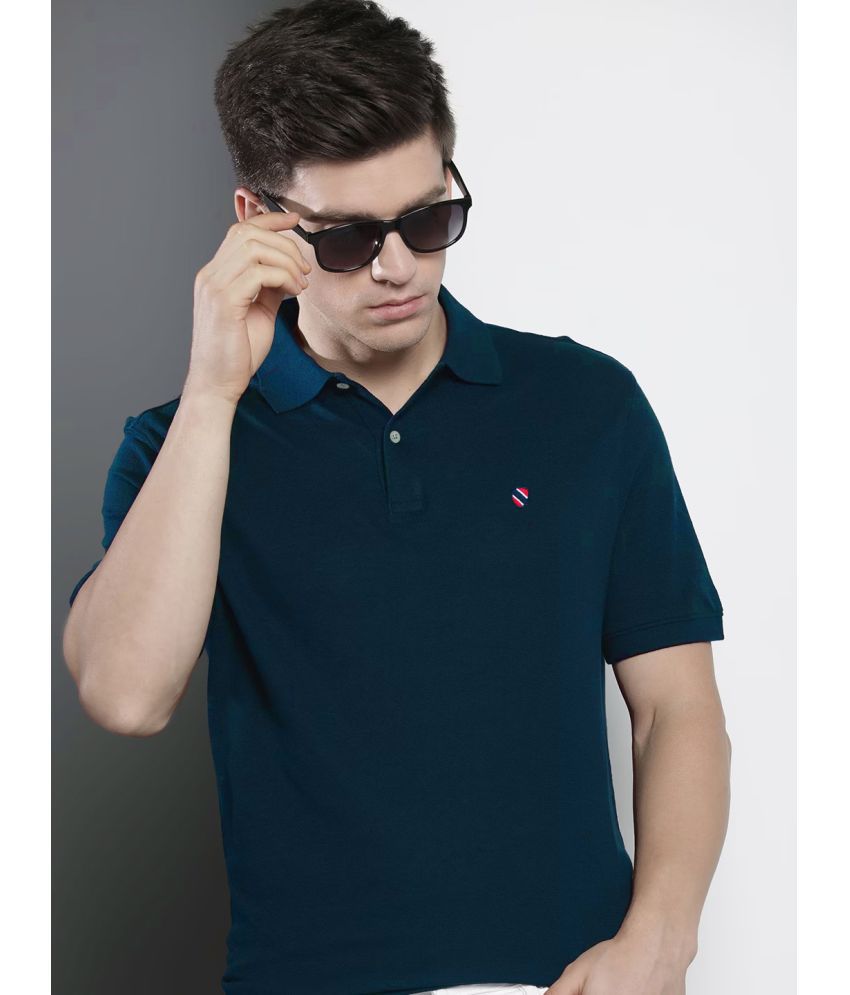     			Merriment Cotton Blend Regular Fit Solid Half Sleeves Men's Polo T Shirt - Indigo ( Pack of 1 )