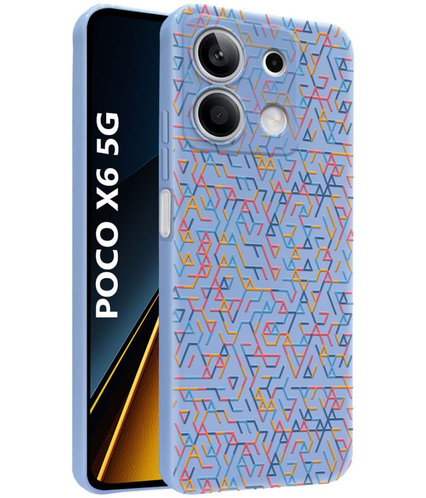     			NBOX Blue Printed Back Cover Silicon Compatible For poco x6 5g ( Pack of 1 )