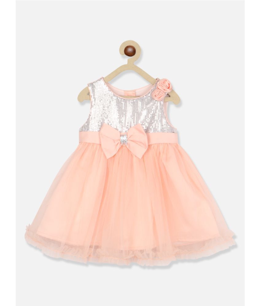     			Nauti Nati Peach Polyester Baby Girl Dress ( Pack of 1 )