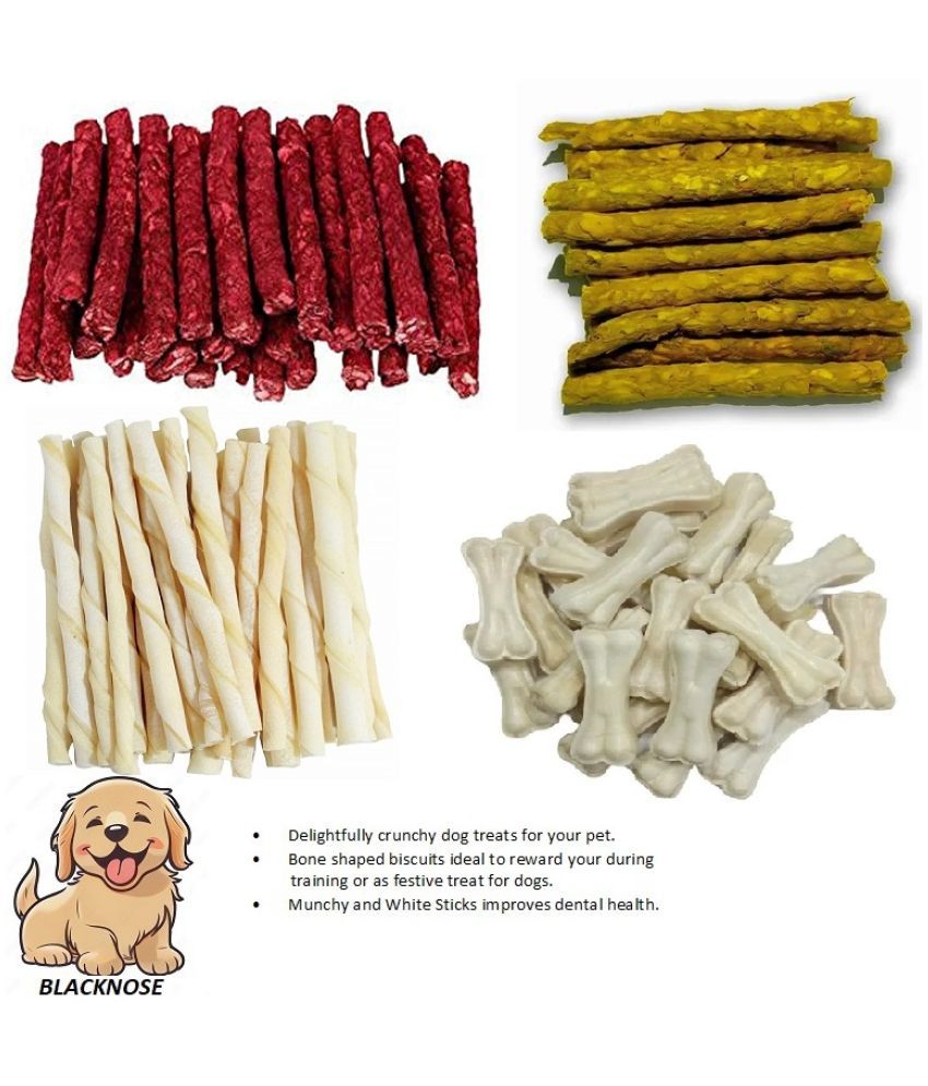     			The Treat Home Munchy Chew Stick (Chicken & Mutton) Flavor 300Gm, White Stick and 3Inch Bone 200Gm Combo Pack