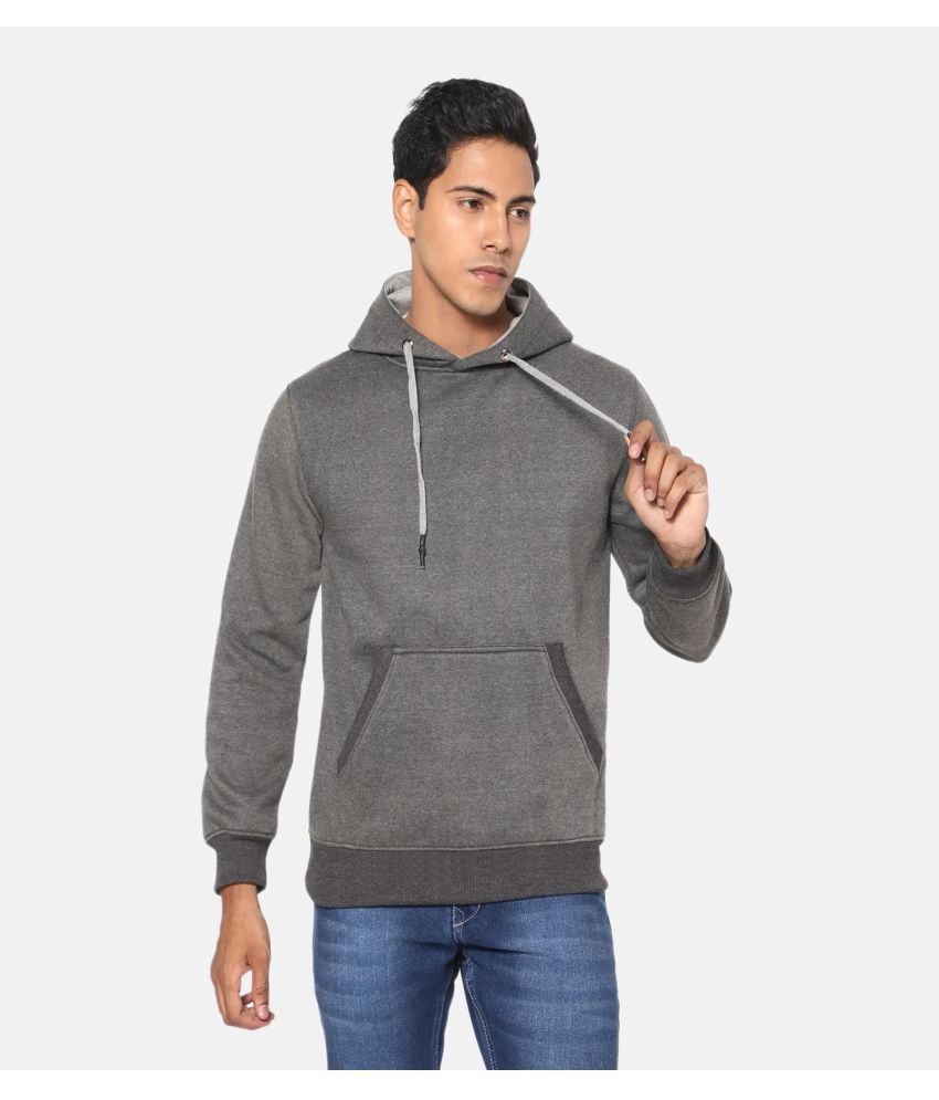     			True Colors of India Fleece Hooded Men's Sweatshirt - Dark Grey ( Pack of 1 )