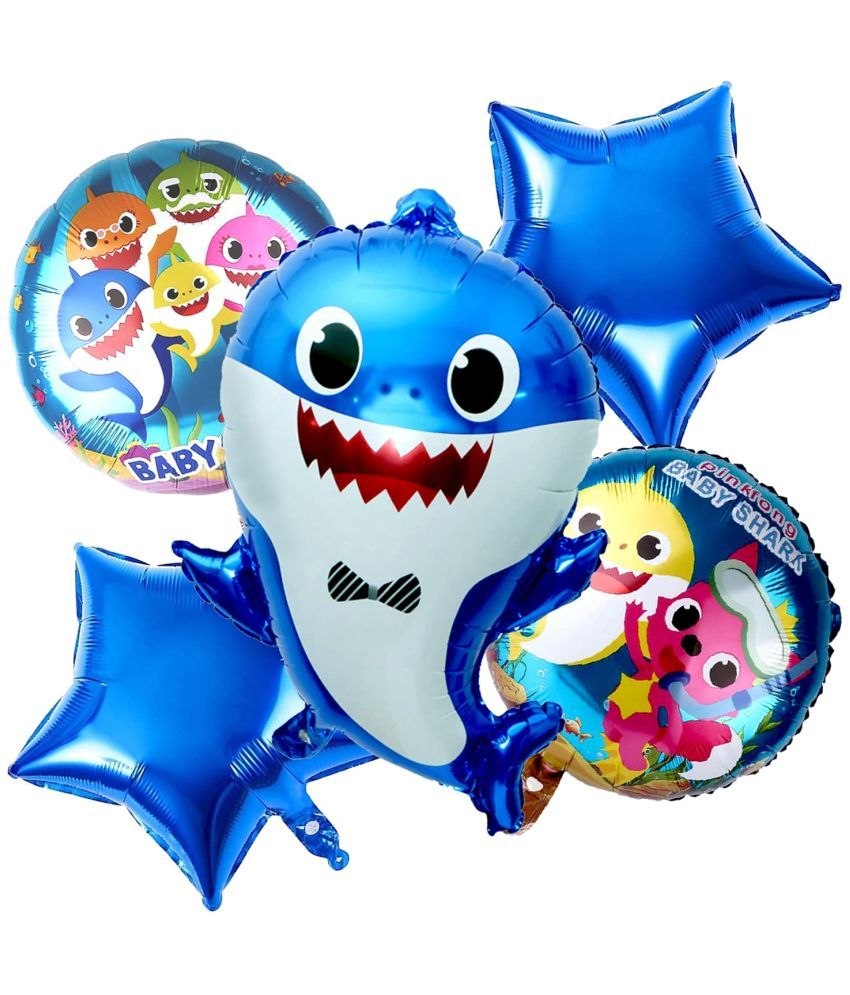     			Urban Classic BlueShark Theme Foil Balloon for Birthday Pack of 5 pieces.