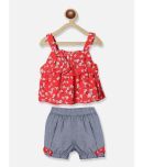 Nauti Nati Pack of 1 Baby Girls Polyester Top & Shorts ( Red )