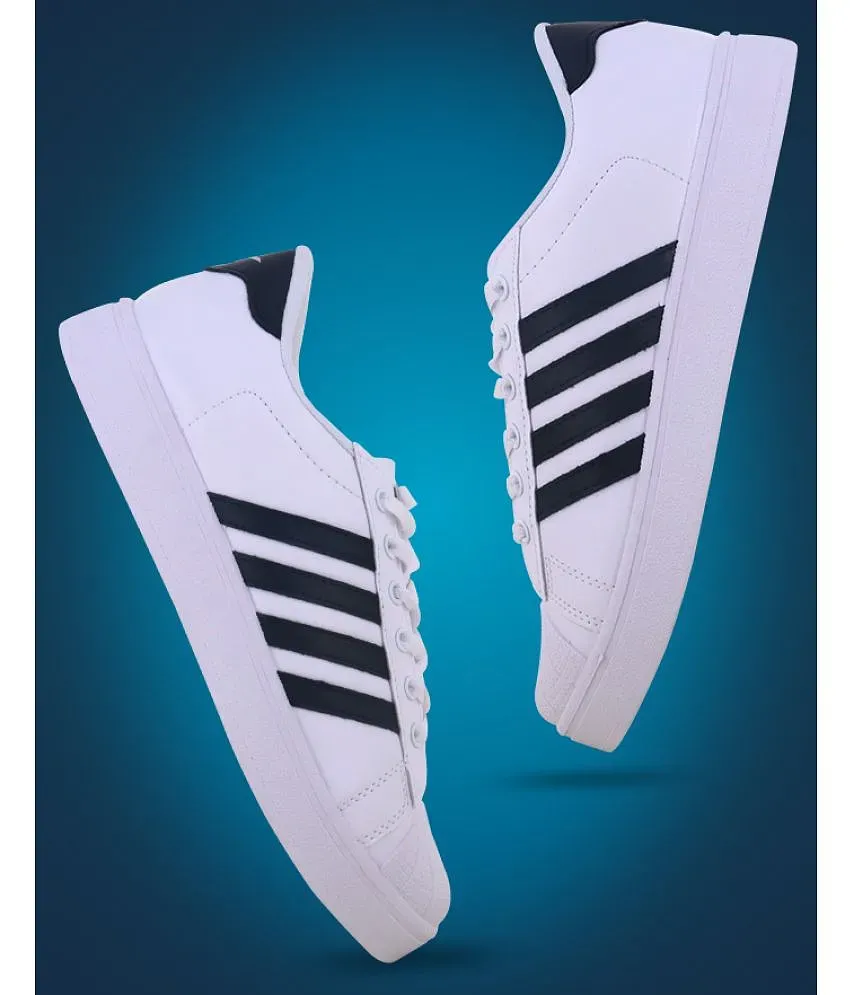 Sparx white shoes with best sale black stripes