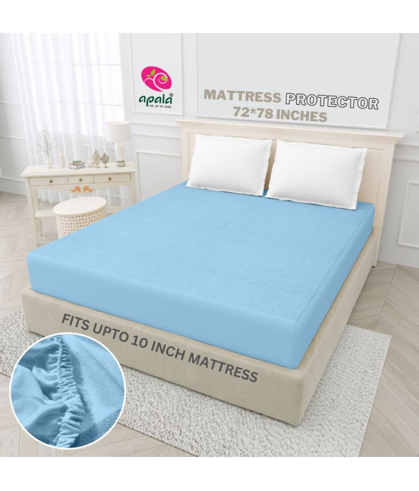     			Apala - Cotton Terry Water Proof Double King Size Mattress Protector - 198 cm (78") x 183 cm (72") - Sky Blue