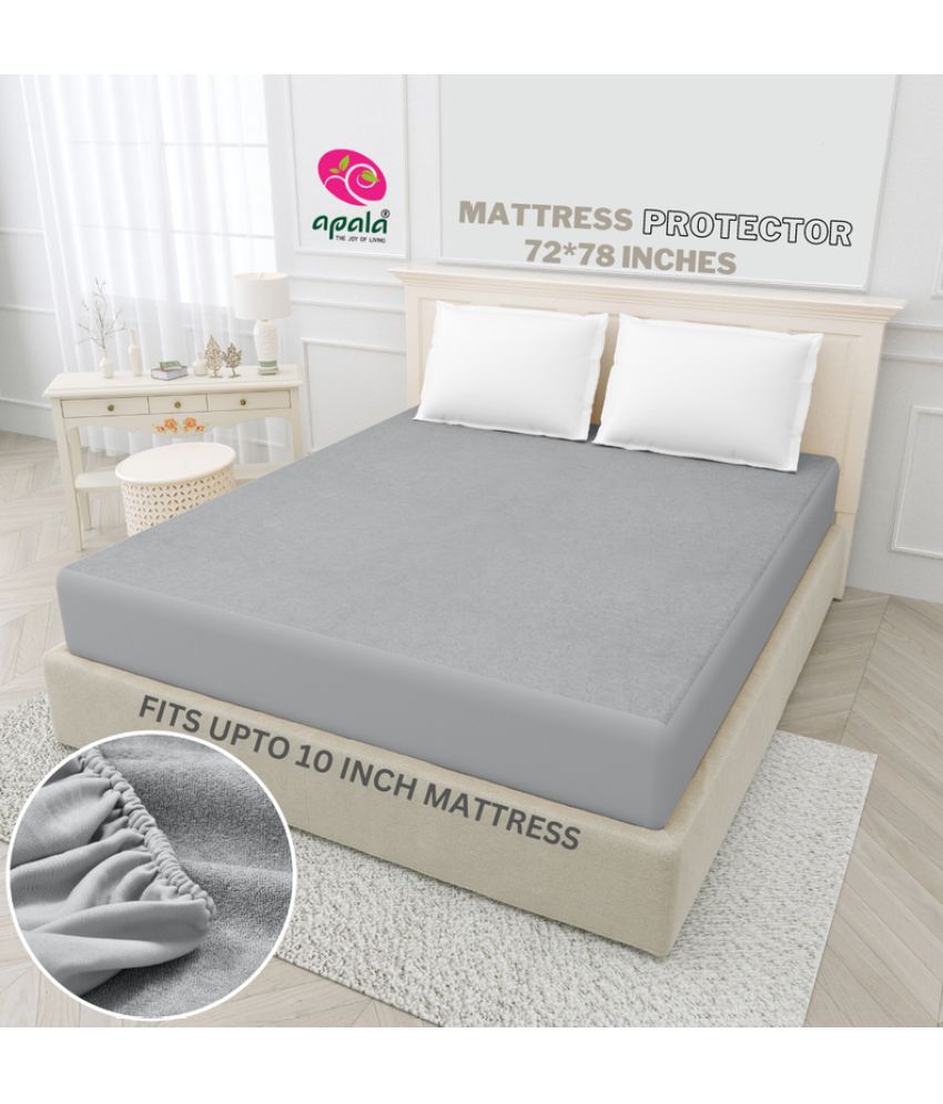    			Apala - Cotton Terry Water Proof Double King Size Mattress Protector - 198 cm (78") x 183 cm (72") - Gray