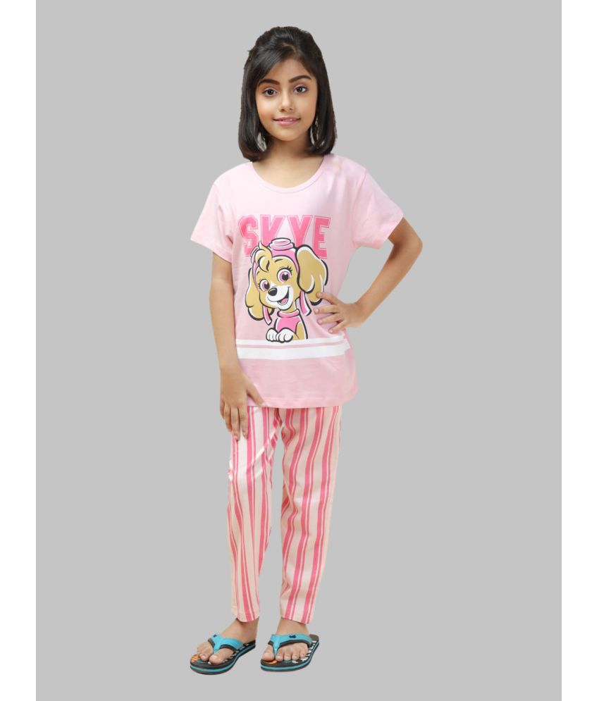     			DENIKID Pink Cotton Girls Top With Pants ( Pack of 1 )