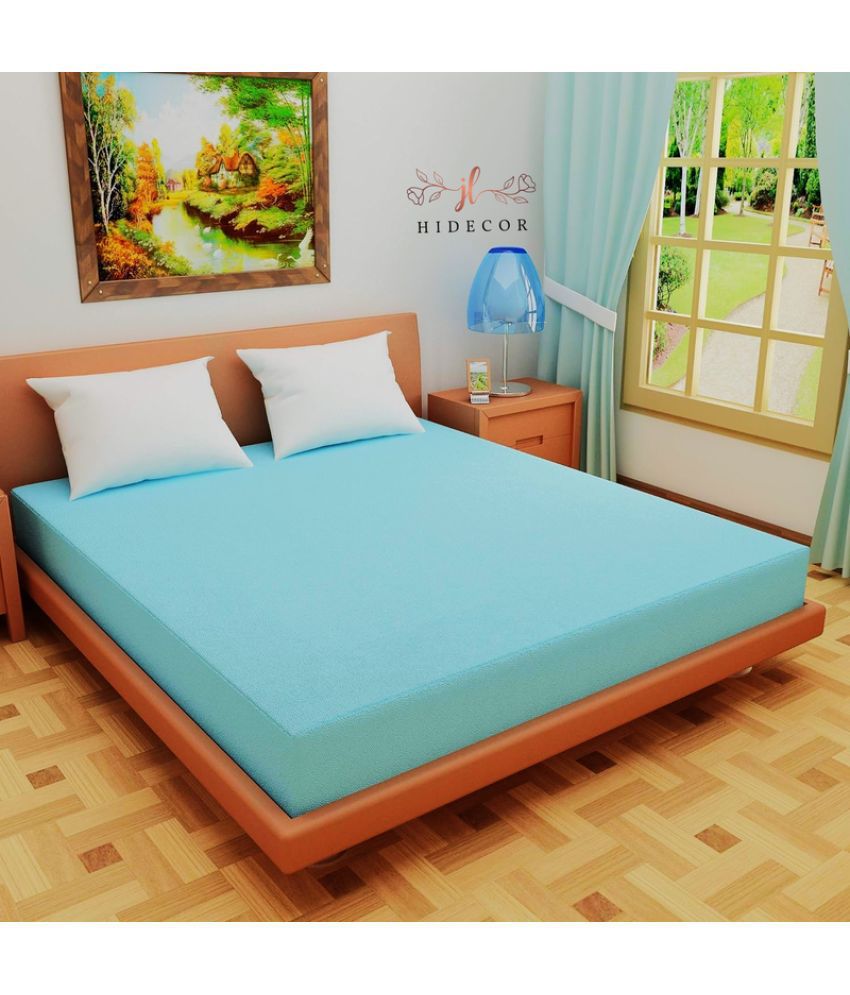    			HIDECOR - Cotton Terry Water Proof Double King Size Mattress Protector - 198 cm (78") x 183 cm (72") - Sky Blue