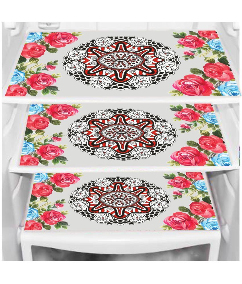     			PVC Floral Fridge Mats ( 43 29 ) Pack of 3 - Pink