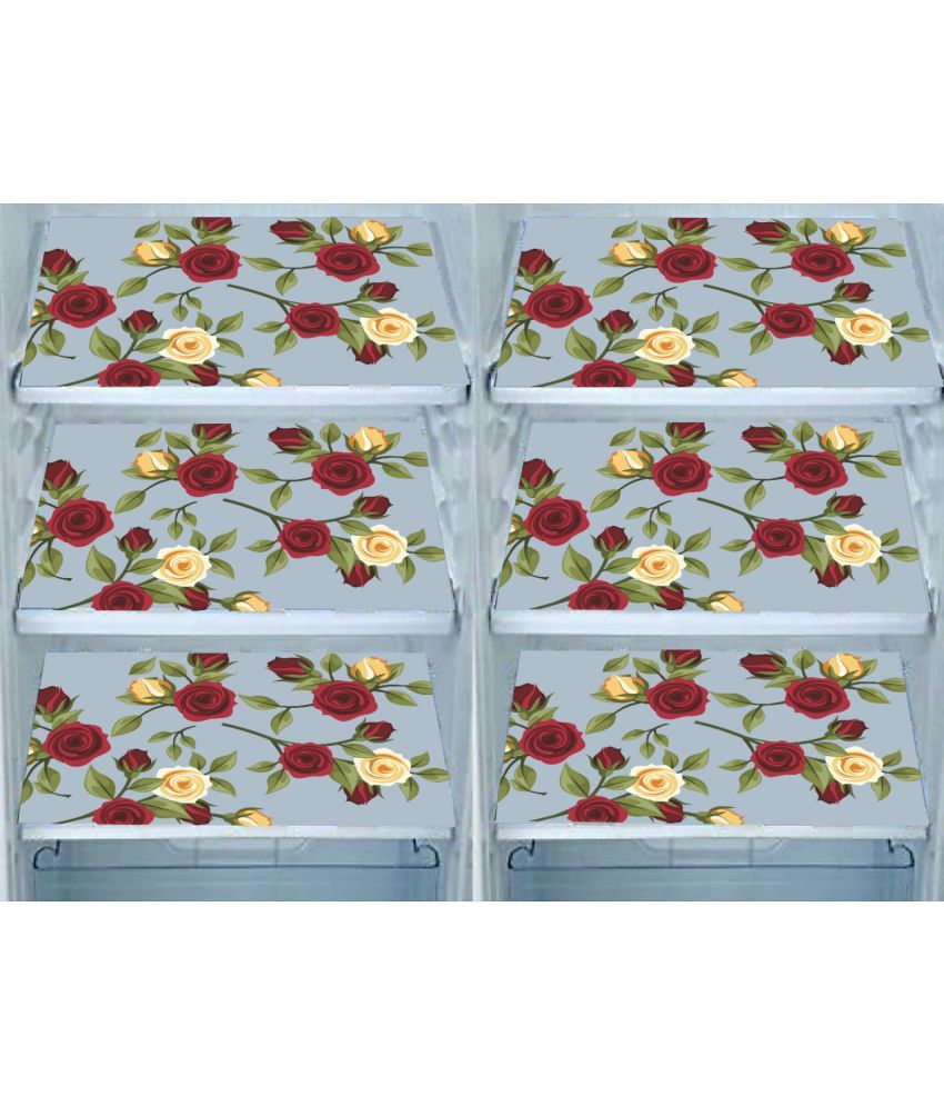     			PVC Floral Fridge Mats ( 43 29 ) Pack of 6 - Red