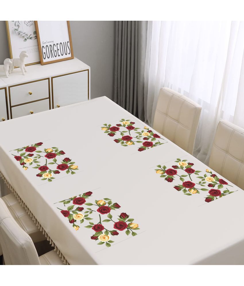     			PVC Floral Rectangle Table Mats ( 43 cm x 29 cm ) Pack of 4 - Red