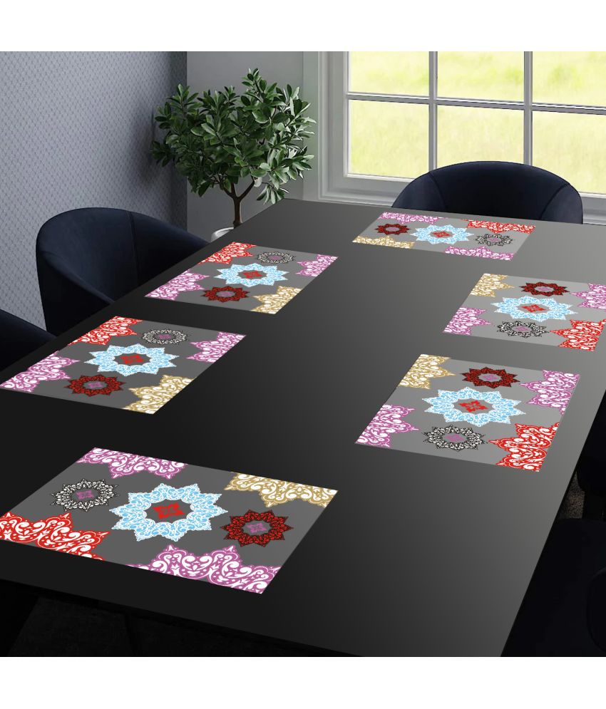     			PVC Floral Rectangle Table Mats ( 43 cm x 29 cm ) Pack of 6 - Multi