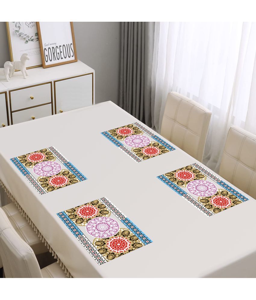     			HOMETALES PVC Floral Rectangle Table Mats ( 43 cm x 29 cm ) Pack of 4 - Multi