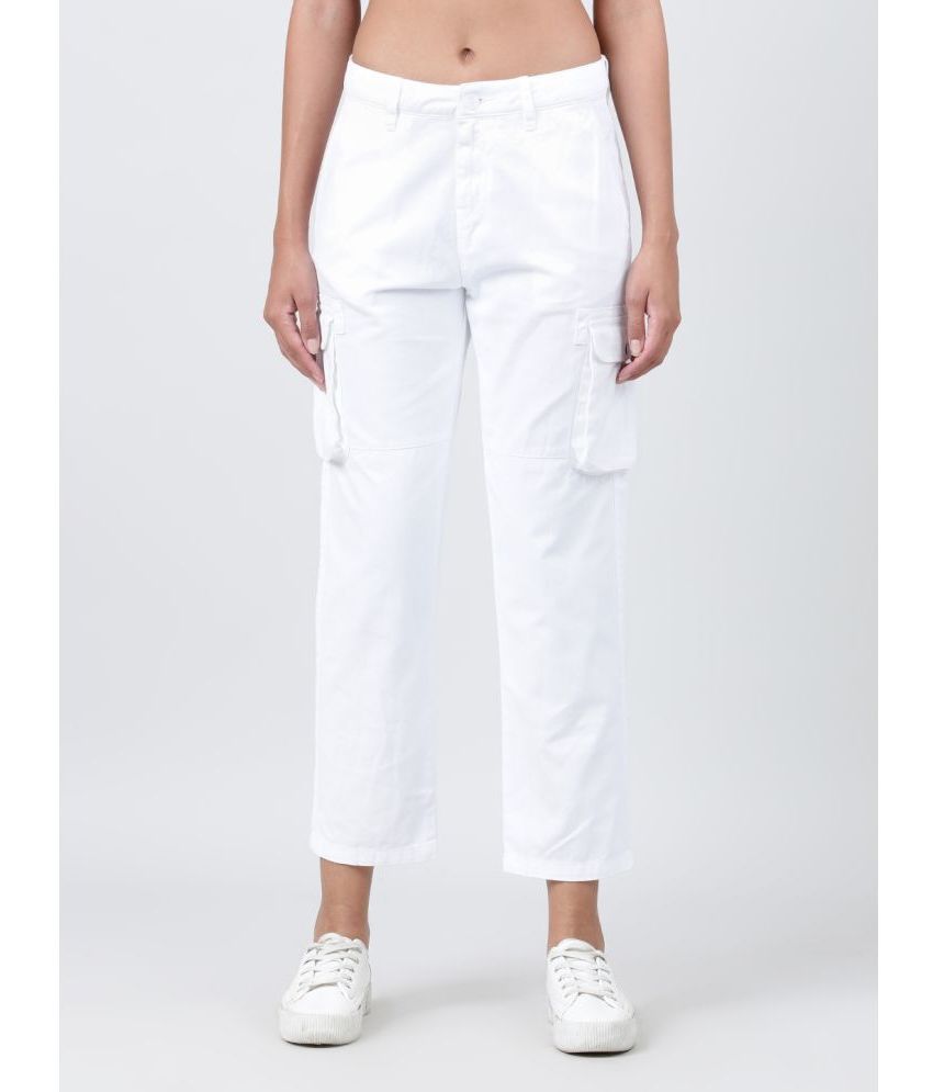     			IVOC White Cotton Regular Women's Cargo Pants ( Pack of 1 )