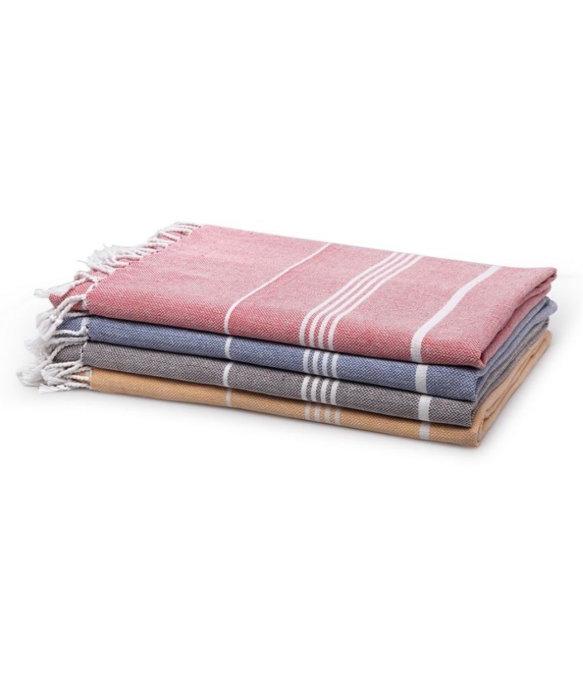     			Klotthe Cotton Striped Below 300 -GSM Bath Towel ( Pack of 4 ) - Multicolor