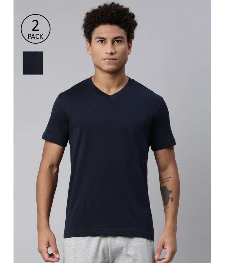     			Levi's Cotton Regular Fit Solid Half Sleeves Men's T-Shirt - Navy Blue ( Pack of 2 )
