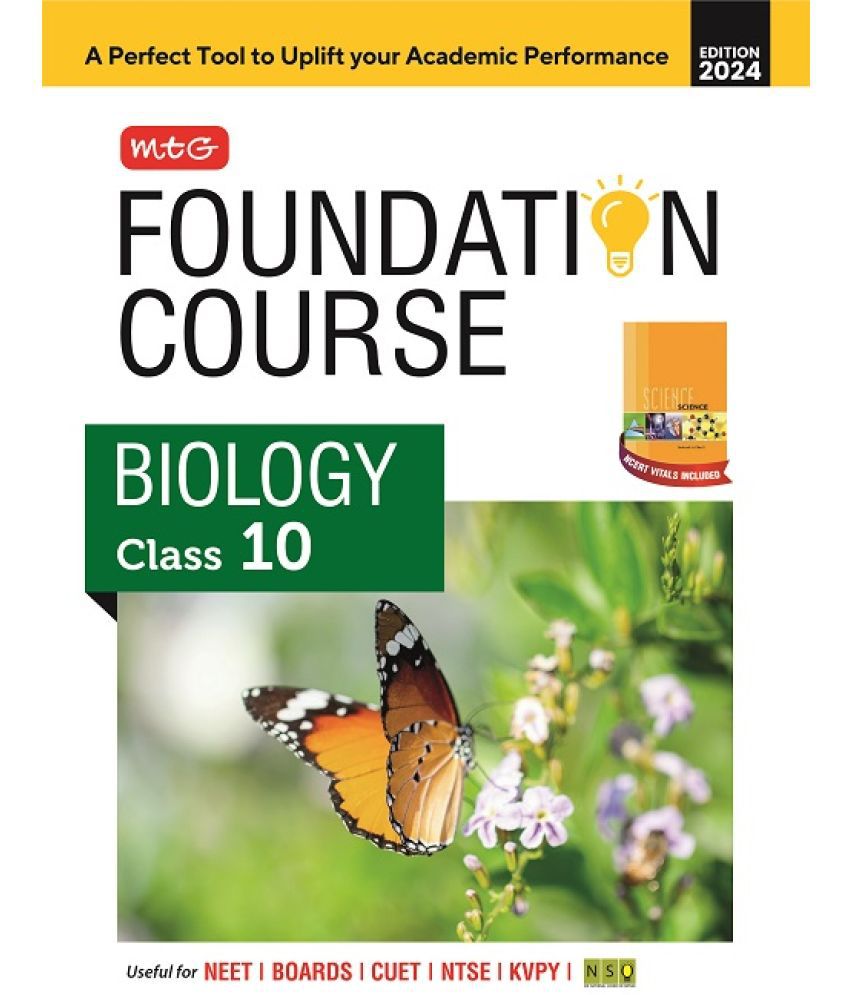     			MTG Foundation Course Class 10 Biology Book For IIT JEE, NEET, NSO Olympiad, NTSE, NVS, KVPY & Boards Exam | Based on NCERT Latest Pattern 2024-25