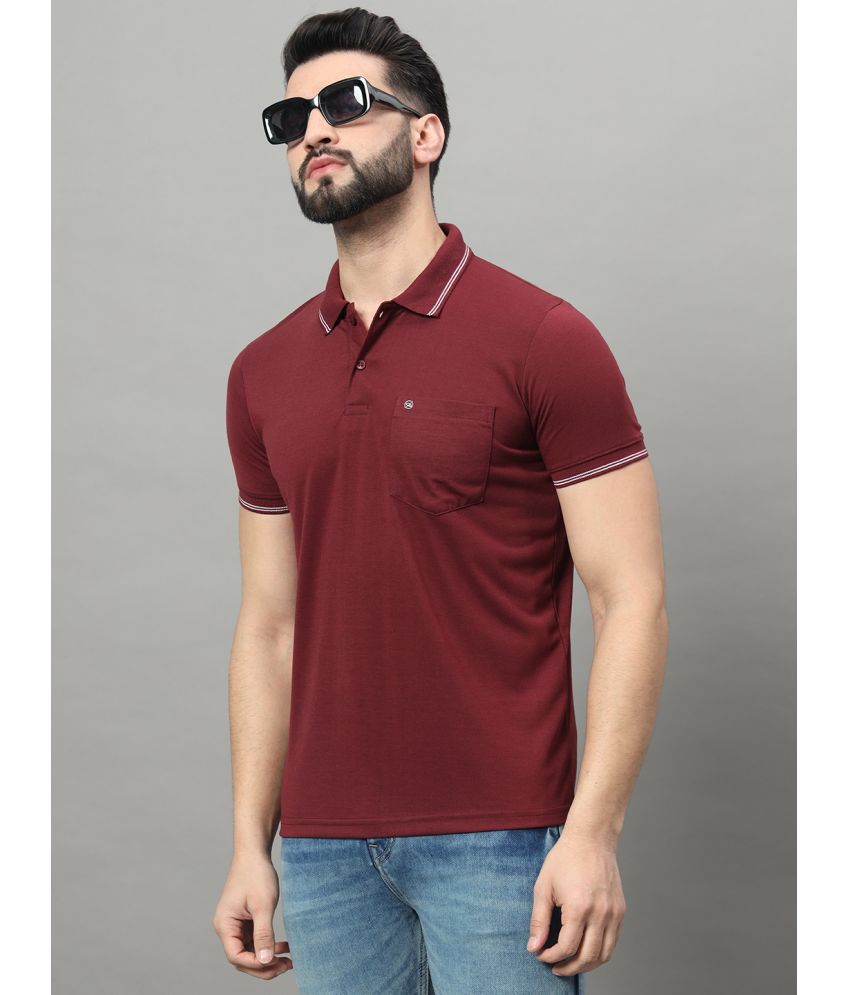     			OGEN Cotton Blend Regular Fit Solid Half Sleeves Men's Polo T Shirt - Wine ( Pack of 1 )