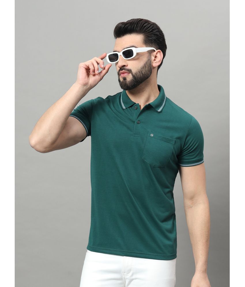    			OGEN Cotton Blend Regular Fit Solid Half Sleeves Men's Polo T Shirt - Green ( Pack of 1 )