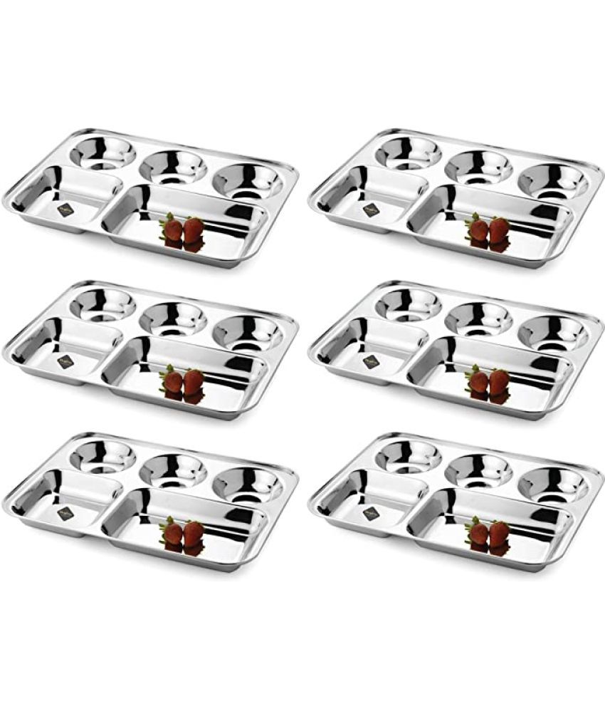     			Okko 6 Pcs Stainless Steel Silver Partition Plate