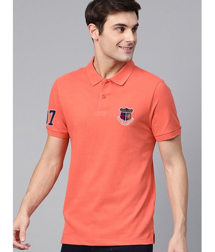     			ADORATE Pack of 1 Cotton Blend Regular Fit Printed Half Sleeves Men's Polo T Shirt ( Coral )