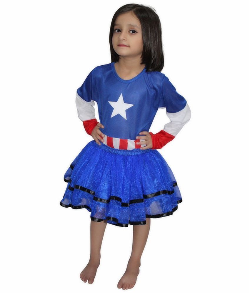     			Kaku Fancy Dresses Brave Little Captain Super Hero Girl Costume -Multicolor, 5-6 Years, for Girls