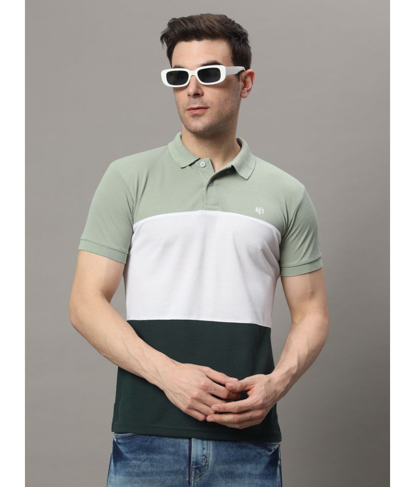     			The Million Club Cotton Blend Regular Fit Colorblock Half Sleeves Men's Polo T Shirt - Sea Green ( Pack of 1 )