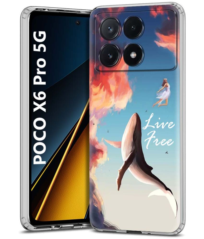     			Fashionury Multicolor Printed Back Cover Silicon Compatible For POCO X6 Pro 5G ( Pack of 1 )