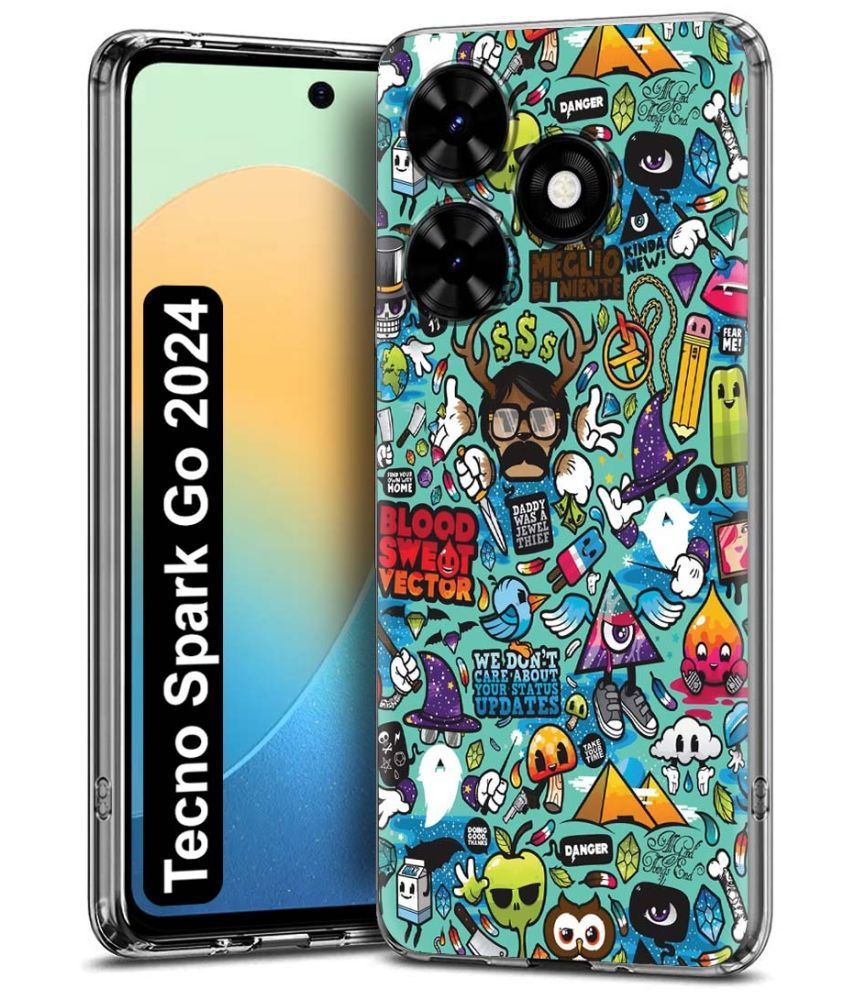     			Fashionury Multicolor Printed Back Cover Silicon Compatible For Tecno Spark Go 2024 ( Pack of 1 )