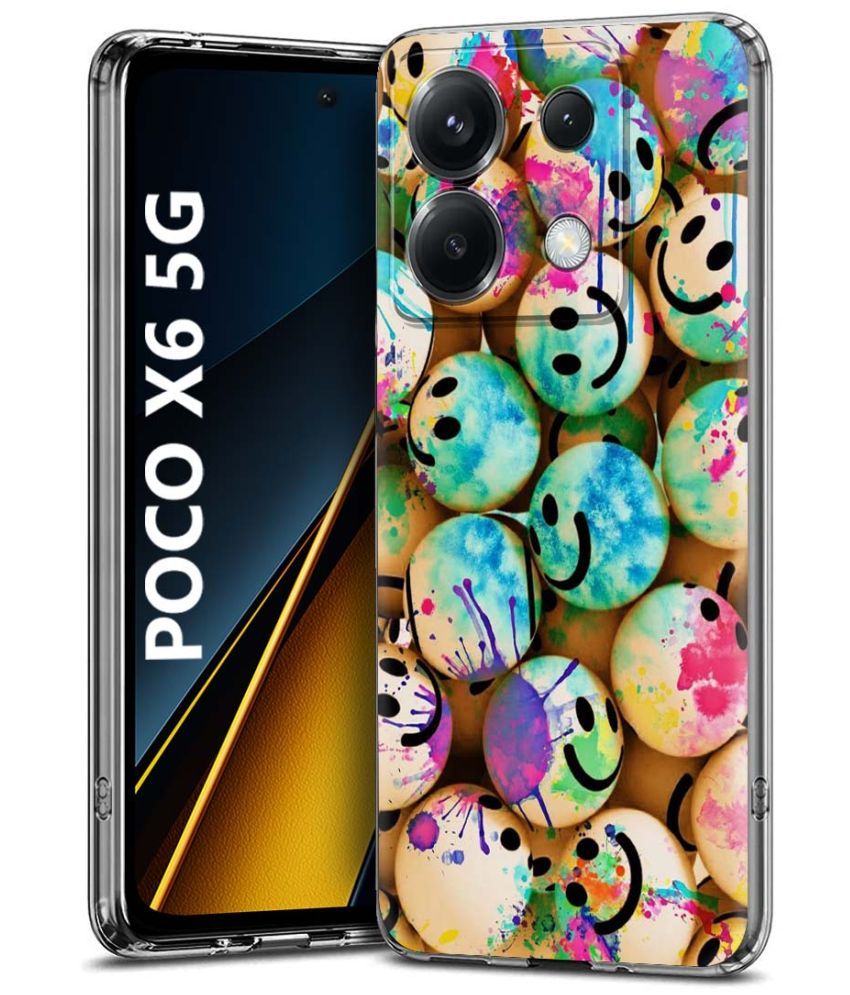     			Fashionury Multicolor Printed Back Cover Silicon Compatible For Poco X6 5G ( Pack of 1 )