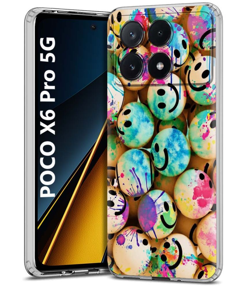     			Fashionury Multicolor Printed Back Cover Silicon Compatible For POCO X6 Pro 5G ( Pack of 1 )