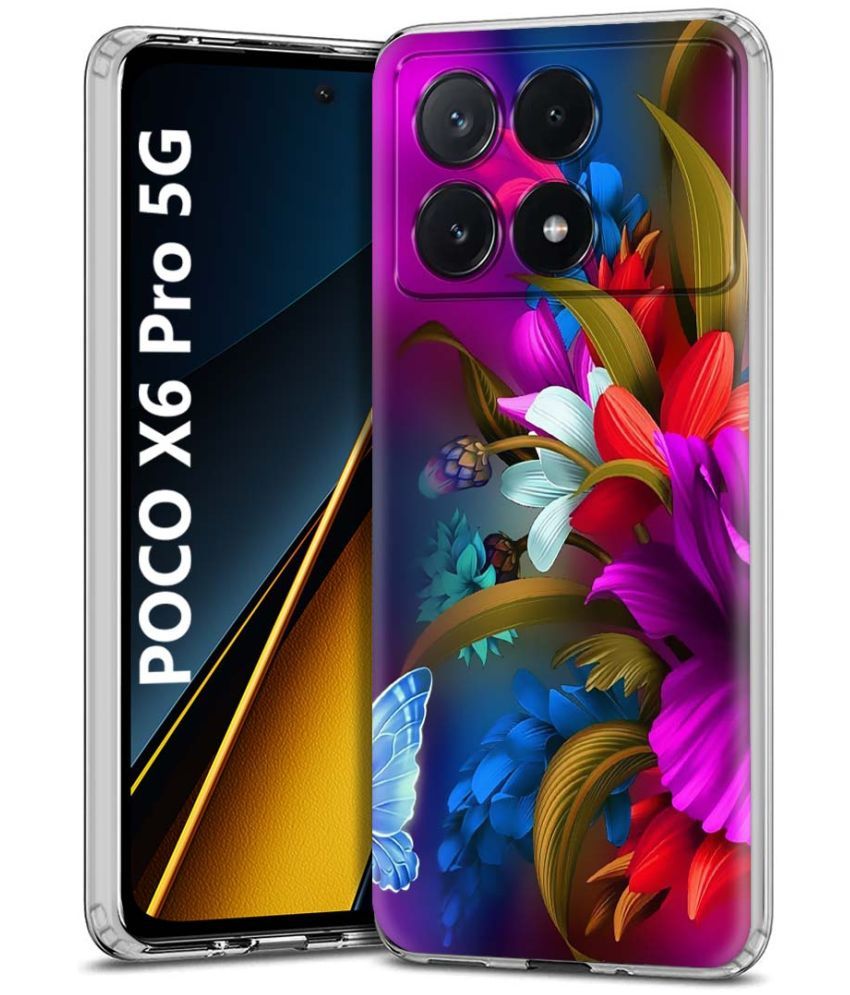     			Fashionury Multicolor Printed Back Cover Silicon Compatible For POCO X6 Pro 5G ( Pack of 1 )