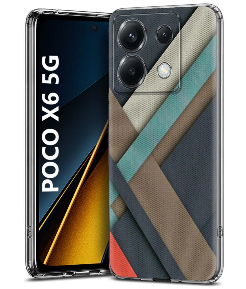     			Fashionury Multicolor Printed Back Cover Silicon Compatible For Poco X6 5G ( Pack of 1 )