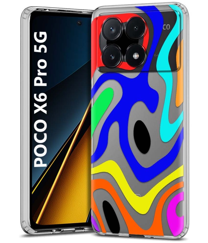     			NBOX Multicolor Printed Back Cover Silicon Compatible For POCO X6 Pro 5G ( Pack of 1 )