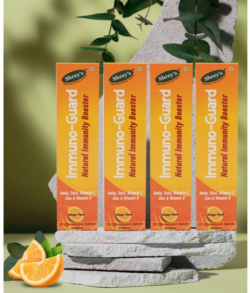     			Shrey's Immuno-Guard with Amla, Vitamin C, Tulsi, Zinc & Vitamin D 20 no.s Orange Minerals Tablets Pack of 4