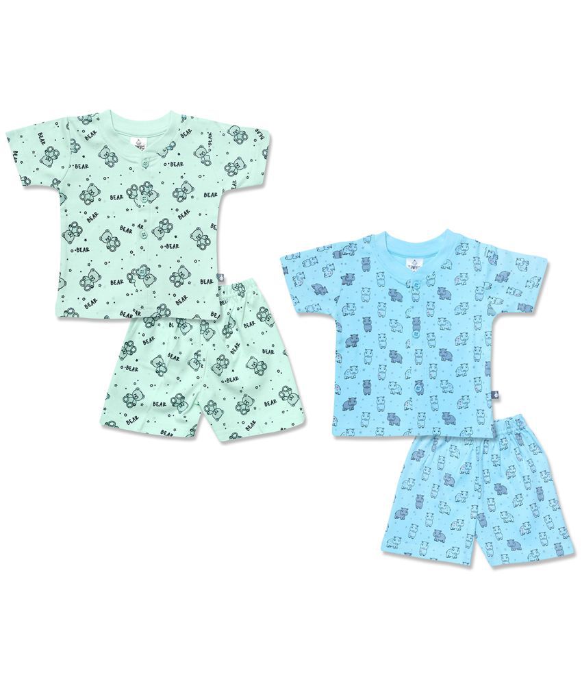     			TINYO Sea Green Cotton Baby Boy T-Shirt & Shorts ( Pack of 2 )