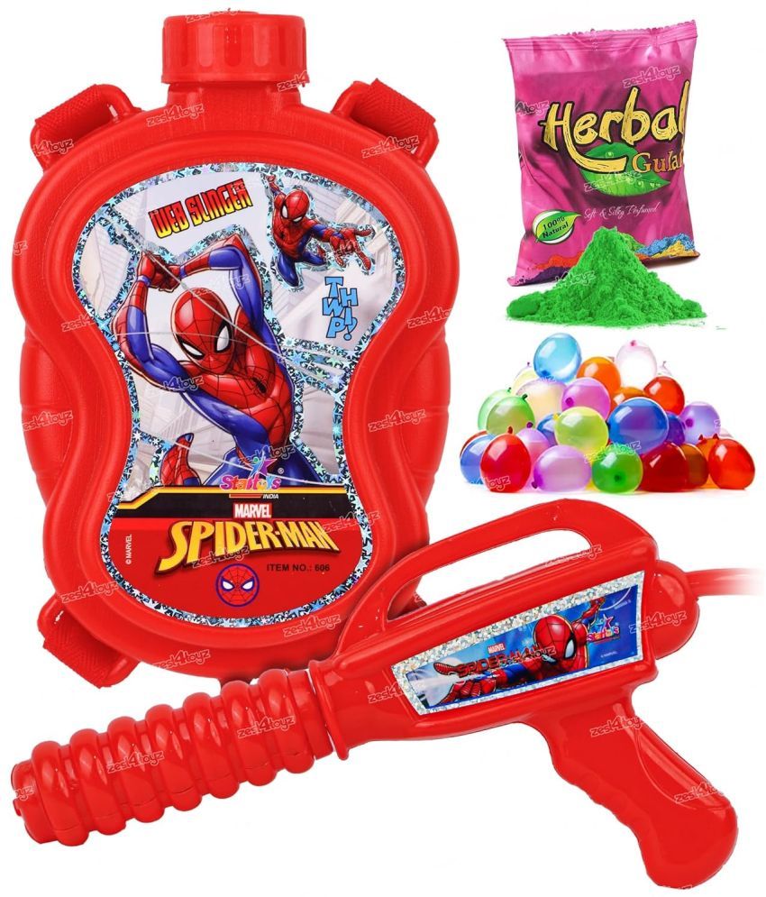     			Zest 4 Toyz Holi Pichkari Water Gun For Kids Boy Girl Powerful High Pressure Tank Spray With 100 BALLOON, SPIDERMAN (SUPER TANK)