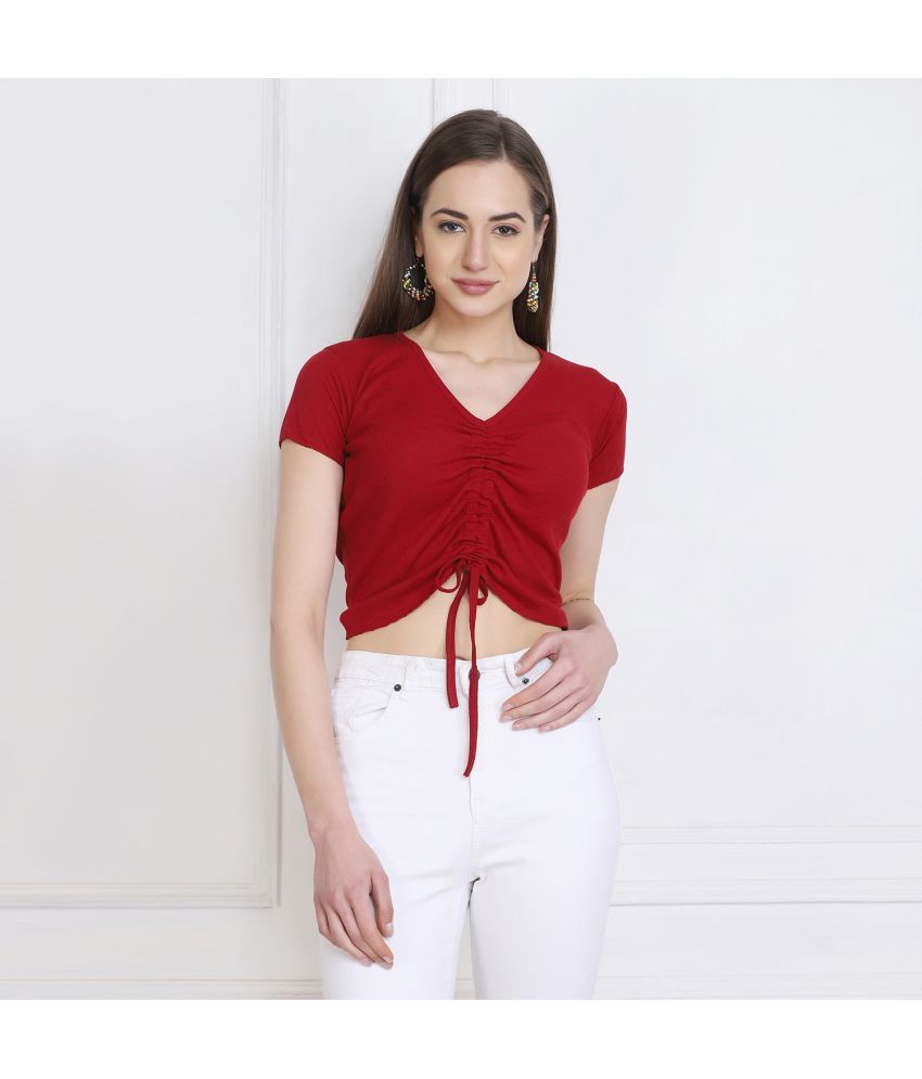     			BuyNewTrend Maroon Cotton Blend Women's Crop Top ( Pack of 1 )