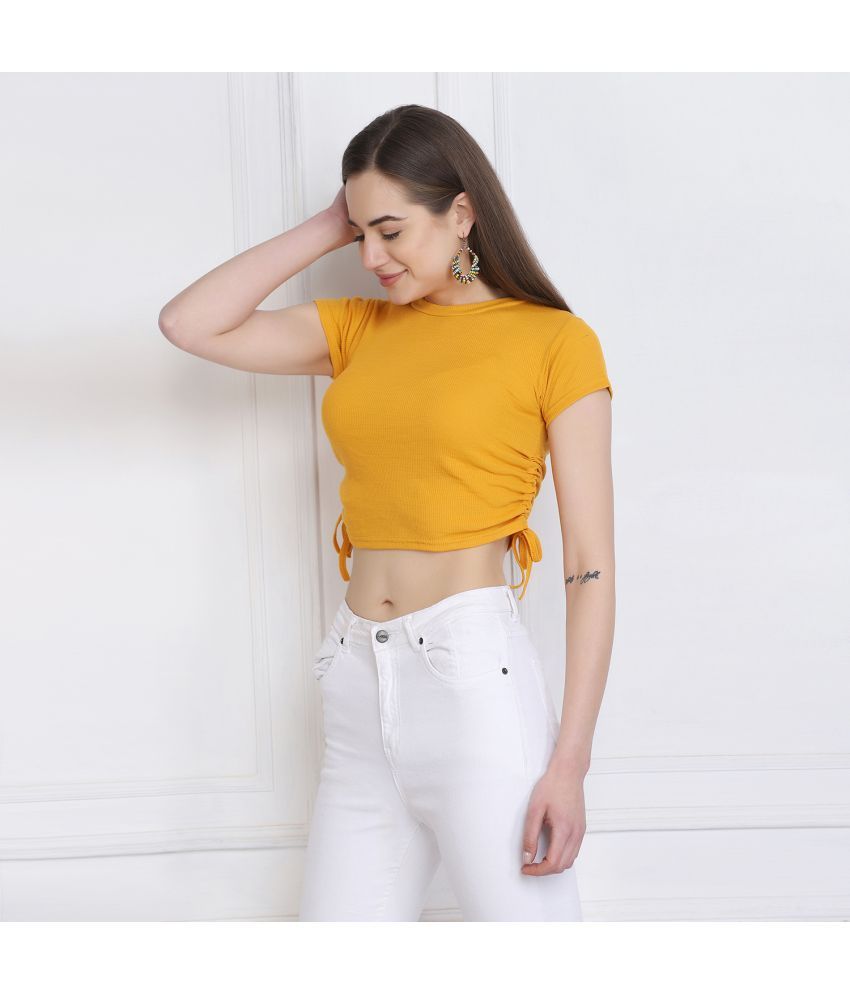     			BuyNewTrend Yellow Cotton Blend Women's Crop Top ( Pack of 1 )