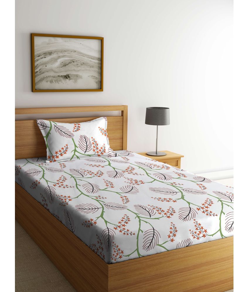     			Klotthe Poly Cotton Nature 1 Single Bedsheet with 1 Pillow Cover - Off White